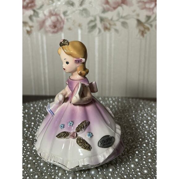 HTF VINTAGE ARNART ERICH STAUFFER GIRL PORCELAIN FIGURINE 4 3/4" , FOIL - Picture 4 of 8